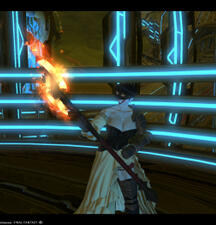 Sky earning faer first Anima weapon, a flaming axe.