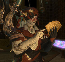 Sky playing Triple Triad.