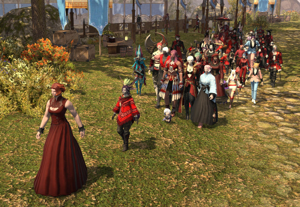 Bronze leading the process out of Mih Khetto's Ampitheater.